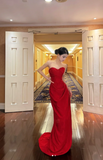 Niulatu Sweetheart Neck Sheath Long Prom Dresses Satin New Year's Eve Dress Red Formal Dresses HZ1026