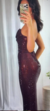 Niulatu Sheath Long Prom Dresses Sequin Brown Evening Dresses Elegant Strapless Wedding Guest Dresses HZ1026