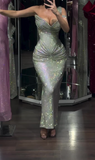 Niulatu One-Shoulder Sheath Grey Long Prom Dresses Sleeveless Formal Dresses Grey Evening Dresses HZ1026