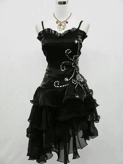Niulatu Spaghetti Strap Sheath Short Birthday Dresses Black Prom Dresses 2025 Halloween Dress HZ1026