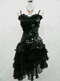 Niulatu Spaghetti Strap Sheath Short Birthday Dresses Black Prom Dresses 2025 Halloween Dress HZ1026