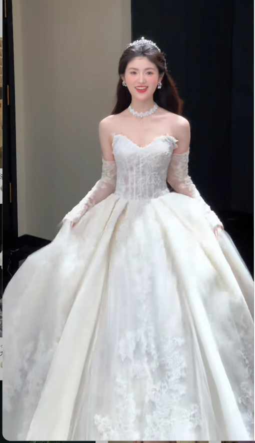 Niulatu Sweetheart Neck Ball Gown Long Wedding Dresses Tulle Applique White Bridal Gowns Long Sleeves Backless Bridal Dresses HZ1026