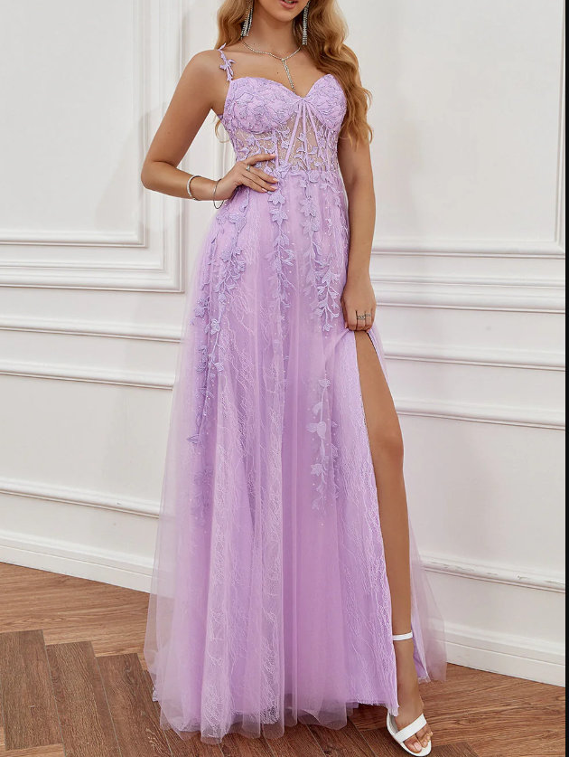 Niulatu Elegant Sweetheart Neck Tulle Lace Dark Blue Long Prom Dress, Dark Blue Long Evening Dress HZ1026
