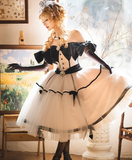 Niulatu Off-the-shoulder Ball Gown Tulle Short Birthday Dresses White Sweet Lolita Dresses HZ1026