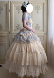 Niulatu Jewel Ball Gown Lace Chiffon Short Birthday Dresses Blue Sweet Two-Piece Lolita Dresses HZ1026