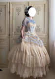 Niulatu Jewel Ball Gown Lace Chiffon Short Birthday Dresses Blue Sweet Two-Piece Lolita Dresses HZ1026