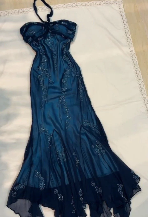 Niulatu Halter Mermaid Long Prom Dresses Chiffon Beaded Dark Green Long Formal Dresses HZ1026