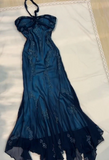 Niulatu Halter Mermaid Long Prom Dresses Chiffon Beaded Dark Green Long Formal Dresses HZ1026