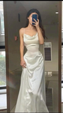 Niulatu White Sleeveless Long Prom Evening Dresses HZ1007