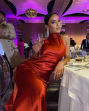 Niulatu High Neck Long Evening Dress Simple Evening Gown HZ1007