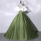 Niulatu Satin Prom Dress Elegant Quinceanera Dress Floor Length Green Dress Evening Dress Girls Princess Dress HZ1007