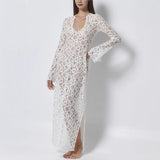 Niulatu 2025 New Long Sleeve Perspective With Dress INS Loose Vacation Opening Dress SPCP