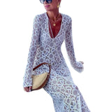 Niulatu 2025 New Long Sleeve Perspective With Dress INS Loose Vacation Opening Dress SPCP