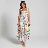 Niulatu 2025 New Printed Suspension Sling Dress INS Casual Loose Vacation Dress SPCP