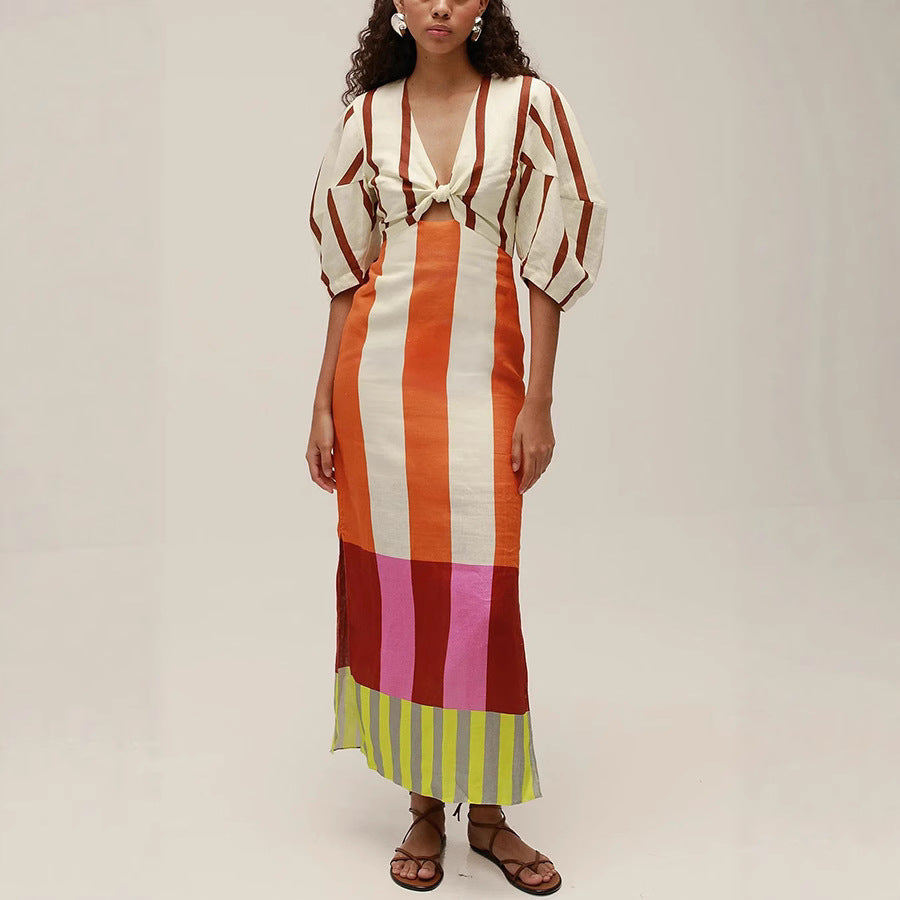 Niulatu 2025 New Positioning Printed Linen Dress INS Leisure Vacation Loose Dress SPCP