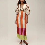 Niulatu 2025 New Positioning Printed Linen Dress INS Leisure Vacation Loose Dress SPCP