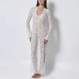 Niulatu 2025 New Long Sleeve Perspective With Dress INS Loose Vacation Opening Dress SPCP