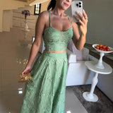 Niulatu 2025 New Sling Lace Set INS Leisure Vacation Dress Two-Sleeve SPCP