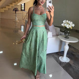 Niulatu 2025 New Sling Lace Set INS Leisure Vacation Dress Two-Sleeve SPCP