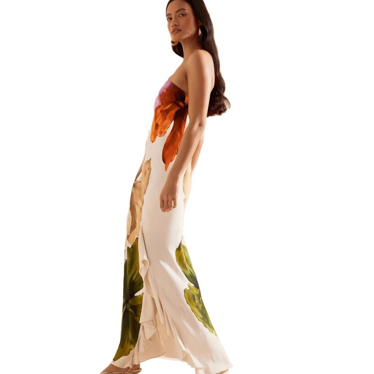 Niulatu Spring And Summer New Slanted Shoulder Positioning Printing Dress INS Leisure Vacation Loose Dress SPCP
