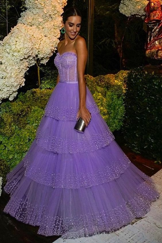 Niulatu Light Purple A-line Evening Dress Wedding Guest Dress HZ1007
