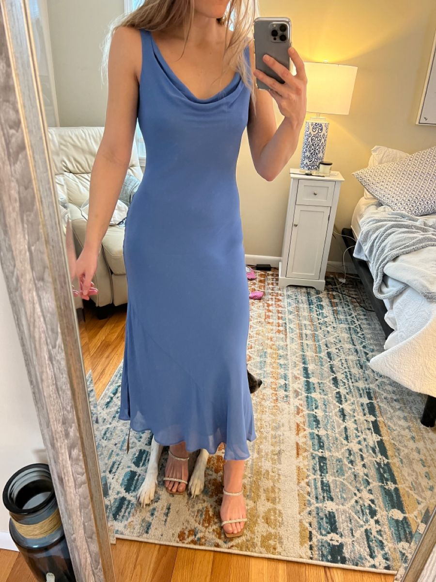 Niulatu Blue Chiffon Party Dress,Blue Evening Dress,Blue Beach Dress HZ1007