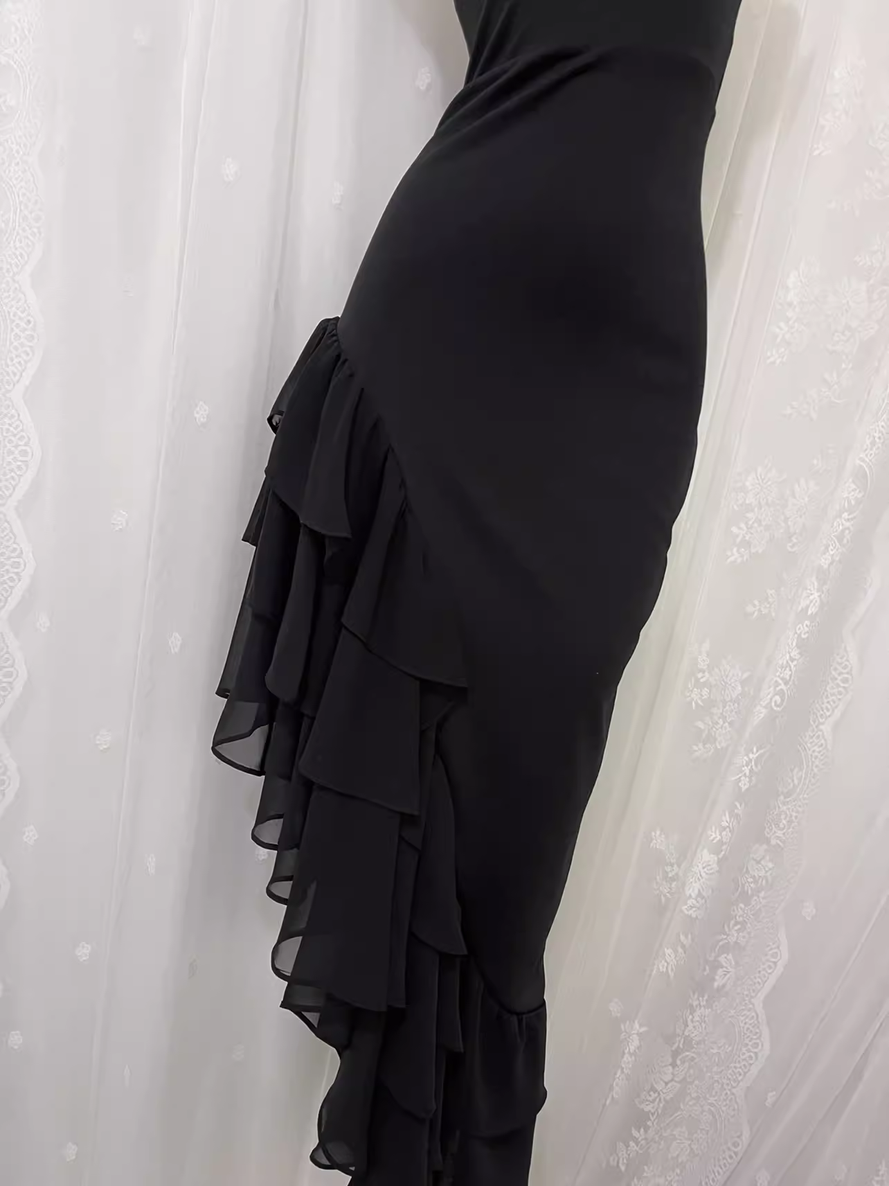 Niulatu High Low Black Strapless Vacation Dress Birthday Dresses SD0038