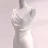 Niulatu Mermaid Satin White Long Wedding Dresses Brides Dress SD0079