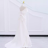 Niulatu Mermaid Off The Shoulder Satin White Long Wedding Dresses Brides Dress SD0082