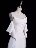 Niulatu Mermaid Off The Shoulder Satin White Long Wedding Dresses Brides Dress SD0084