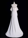 Niulatu Mermaid Off The Shoulder Satin White Long Wedding Dresses Brides Dress SD0084