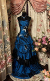 Niulatu Ball Gown Strapless Satin Navy Blue Long Party Dress Prom Dresses SD1499