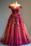 Niulatu Ball Gown Off The Shoulder Pink Tulle Party Dress Long Prom Dresses Evening Dresses SD1781