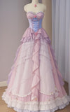 Niulatu Ball Gown Sweetheart Layers Pink Party Dress Long Prom Dresses Evening Dress SD1783