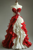 Niulatu Ball Gown Sweetheart Red Layers Evening Dress Prom Dresses SD1788