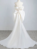 Niulatu Mermaid Off The Shoulder Short Sleeves Long White Sequin Wedding Dresses SD2112