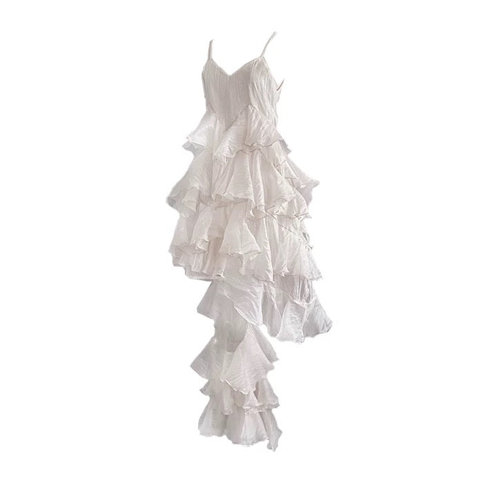 Niulatu High Low Spaghetti Straps Prom Dresses Birthday Dress With Ruffles SD258