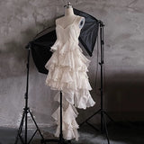 Niulatu High Low Spaghetti Straps Prom Dresses Birthday Dress With Ruffles SD258