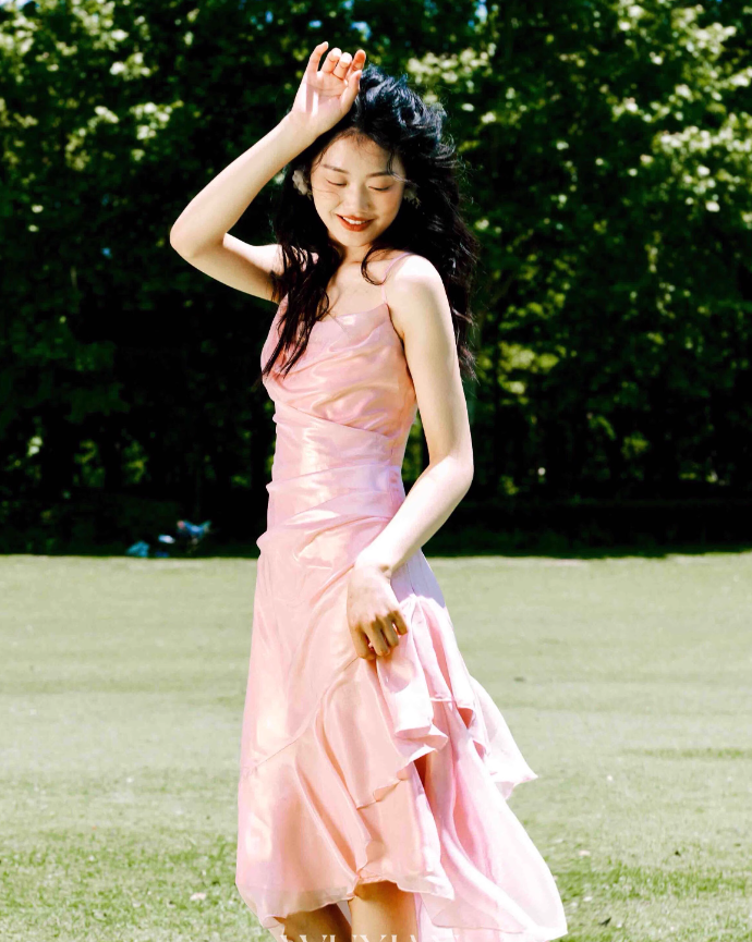 Niulatu High Low Spaghetti Straps Pink Knee Length Prom Dresses Birthday Outfits SD486