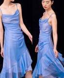 Niulatu High Low Irregular Spaghetti Straps Blue Knee Length Prom Dresses Birthday Outfits SD488
