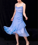 Niulatu High Low Irregular Spaghetti Straps Blue Knee Length Prom Dresses Birthday Outfits SD488