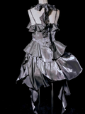 Niulatu High Low Irregular Spaghetti Straps Gray Short Prom Dresses Birthday Outfits SD490