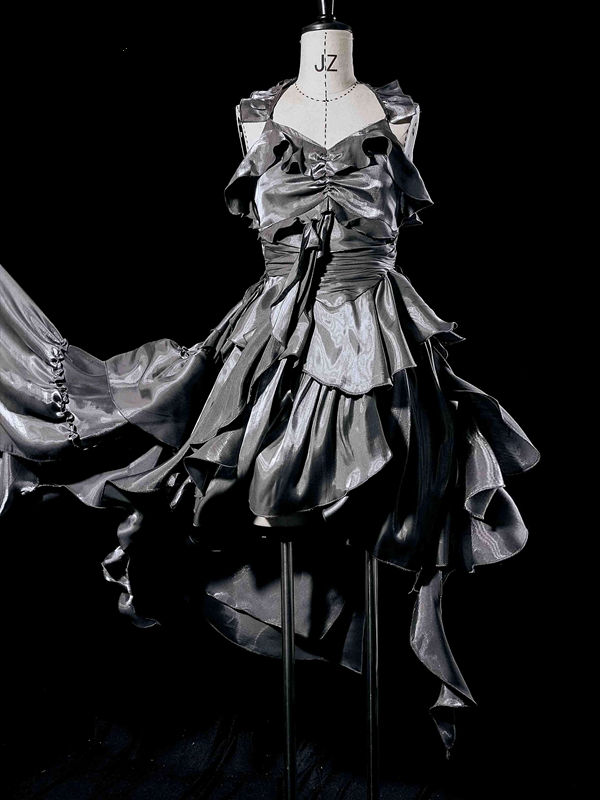 Niulatu High Low Irregular Spaghetti Straps Gray Short Birthday Dresses Birthday Outfits SD491