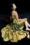 Niulatu High Low Irregular Spaghetti Straps Green Short Birthday Dresses Birthday Outfits With Train SD493