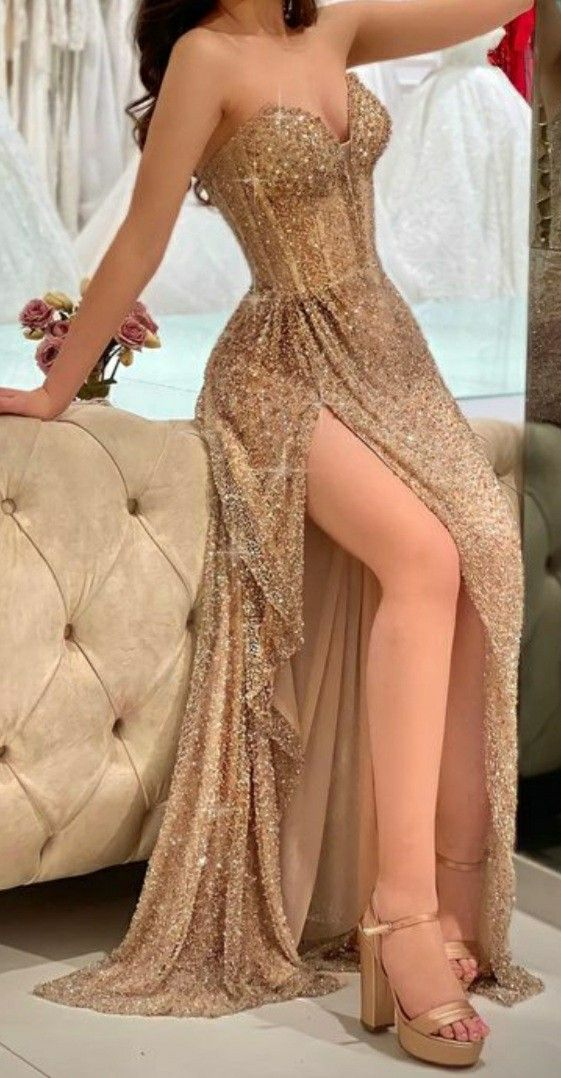Niulatu Sweetheart A-line Prom Dress With Split Charming Evening Gown HZ1007