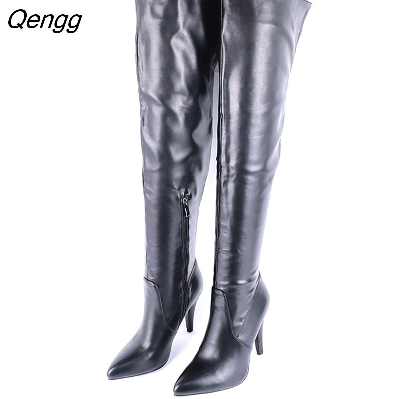 Niulatu High Heels Over The Knee Boots Women Thigh High Boots Ladies Spring Autumn Long Boots Shoes Woman Black Red DJSE