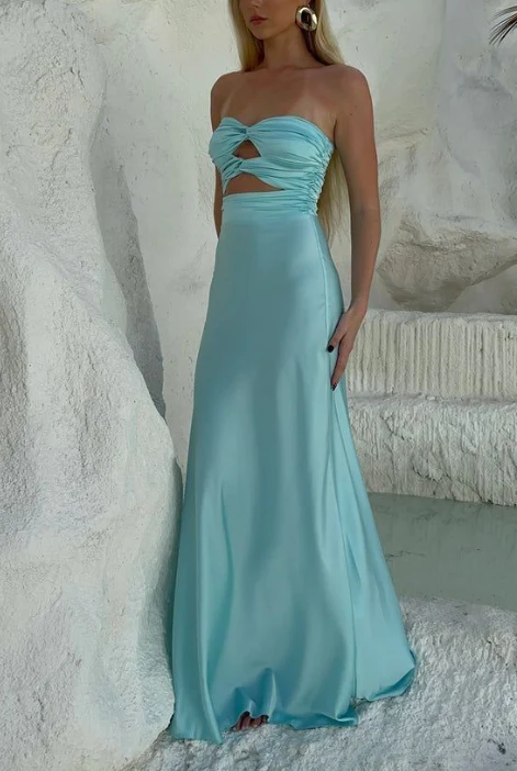 Niulatu Strapless A Line Prom Dress Long Party Evening Dress HZ1007