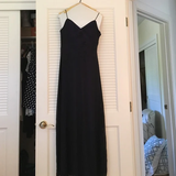 Niulatu Straps Navy Blue V Neck Prom Dress Chiffon Beaded Party Dress Evening Gown HZ1007