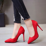 Niulatu High Heels Women 2025 New Spring and Autumn Pointed Toe Shallow Mouth Suede Fine Heel Fashion Women's Shoes DJSE