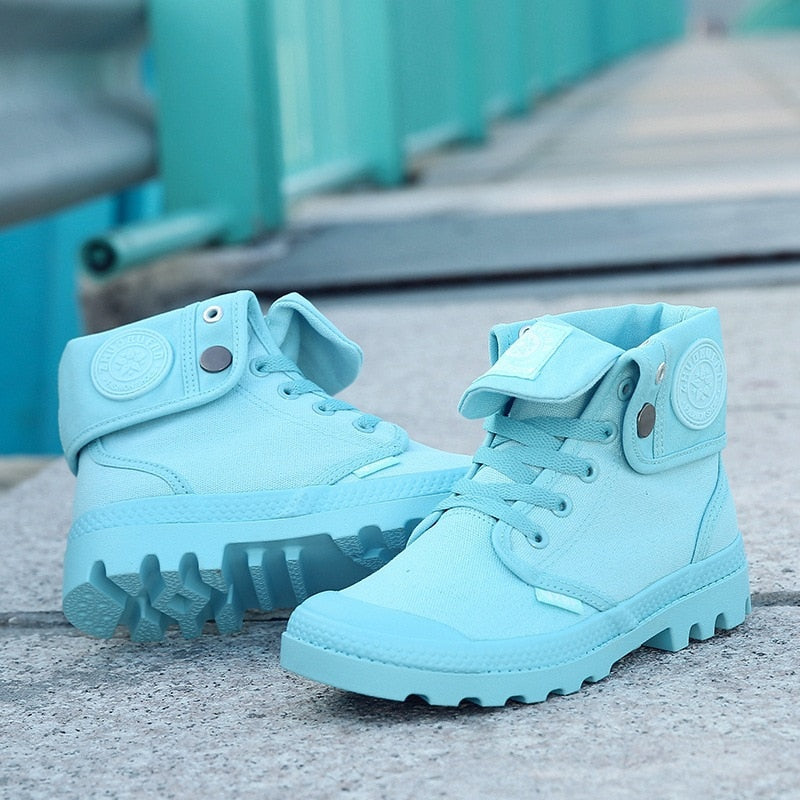 Niulatu High-top Shoes Paladin Canvas Shoes Cuffed Thick-soled Martin Boots Women DJSE